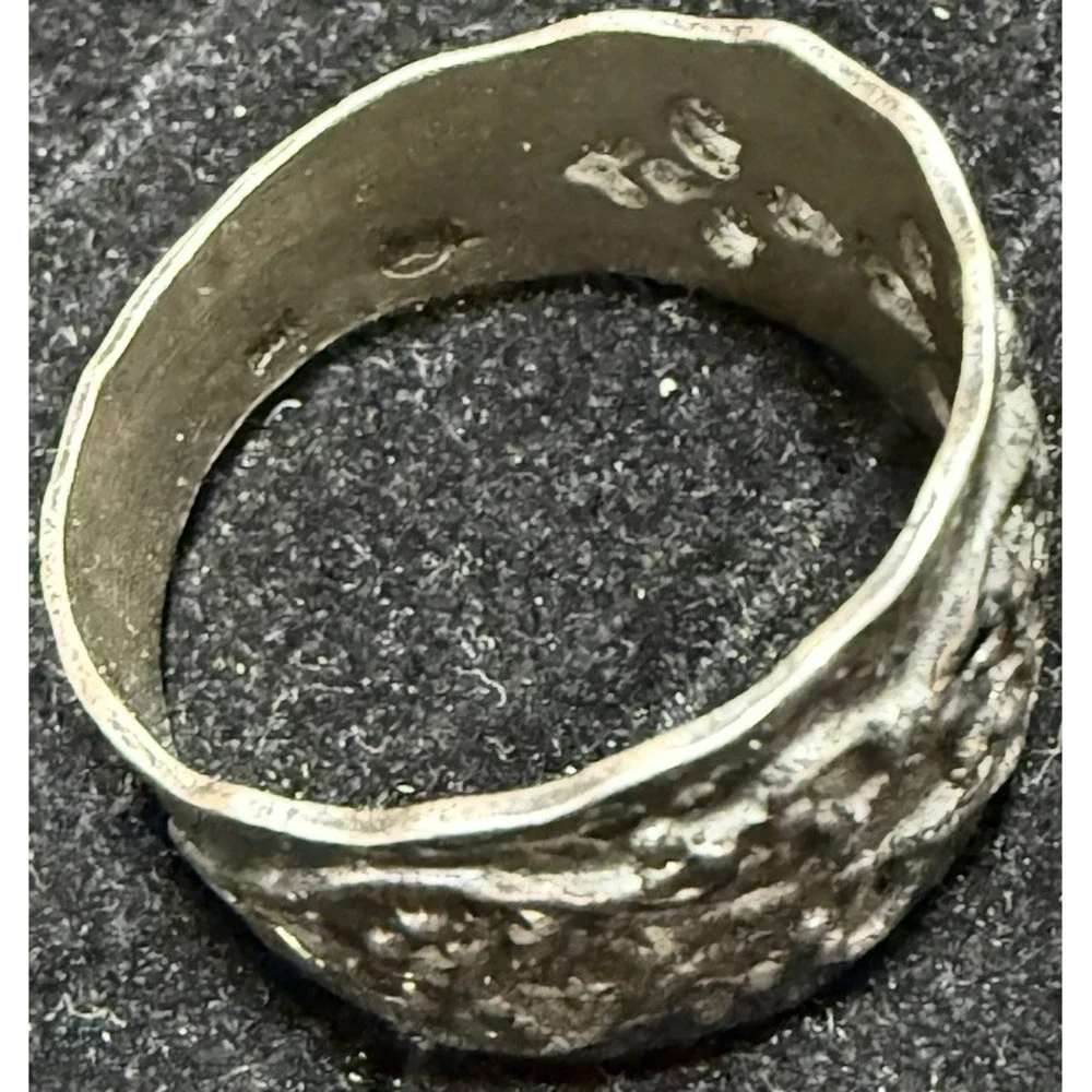Sterling Silver Vintage Ornate Swirl Ring Size 10 Marked DT 925 Wide Band